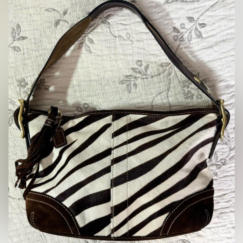 COACH EAST WEST LEGACY ZEBRA STRIPE HAIRCALF shoulder bag